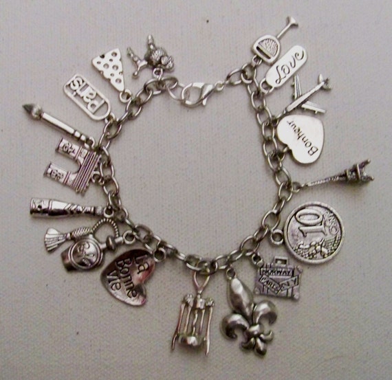 Paris charm bracelet France bracelet Paris by InspiredDesignsByRob