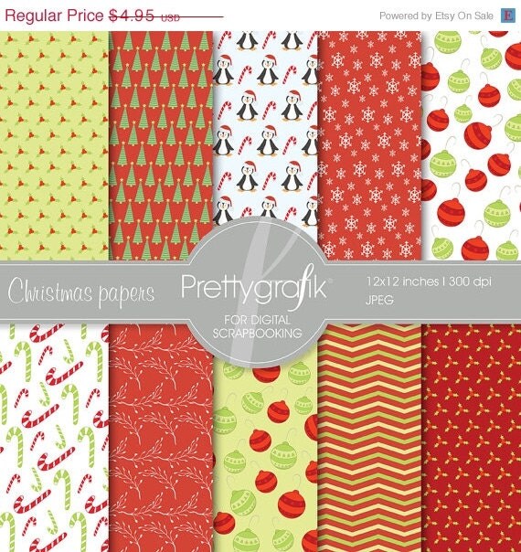 80% OFF SALE Christmas digital paper, commercial use, scrapbook papers, background - PS557 Il_570xn