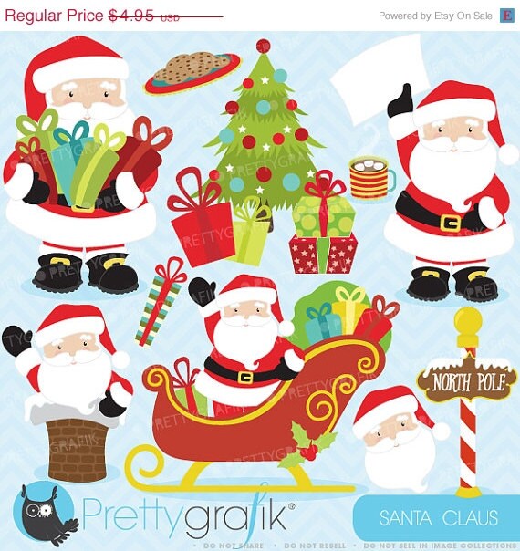 80% OFF SALE Christmas clipart commercial use,Santa Claus vector graphics, digital clip art, digital images - CL607 Il_570xn