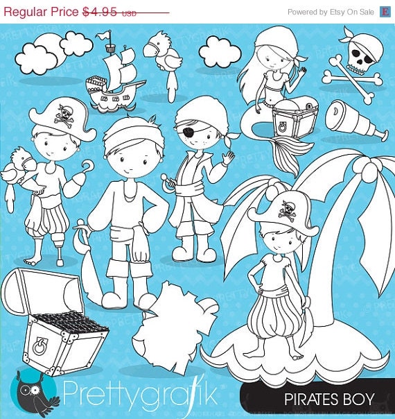 80% OFF SALE Pirate Boy clipart commercial use, vector graphics, digital clip art, digital images - CL647 Il_570xn