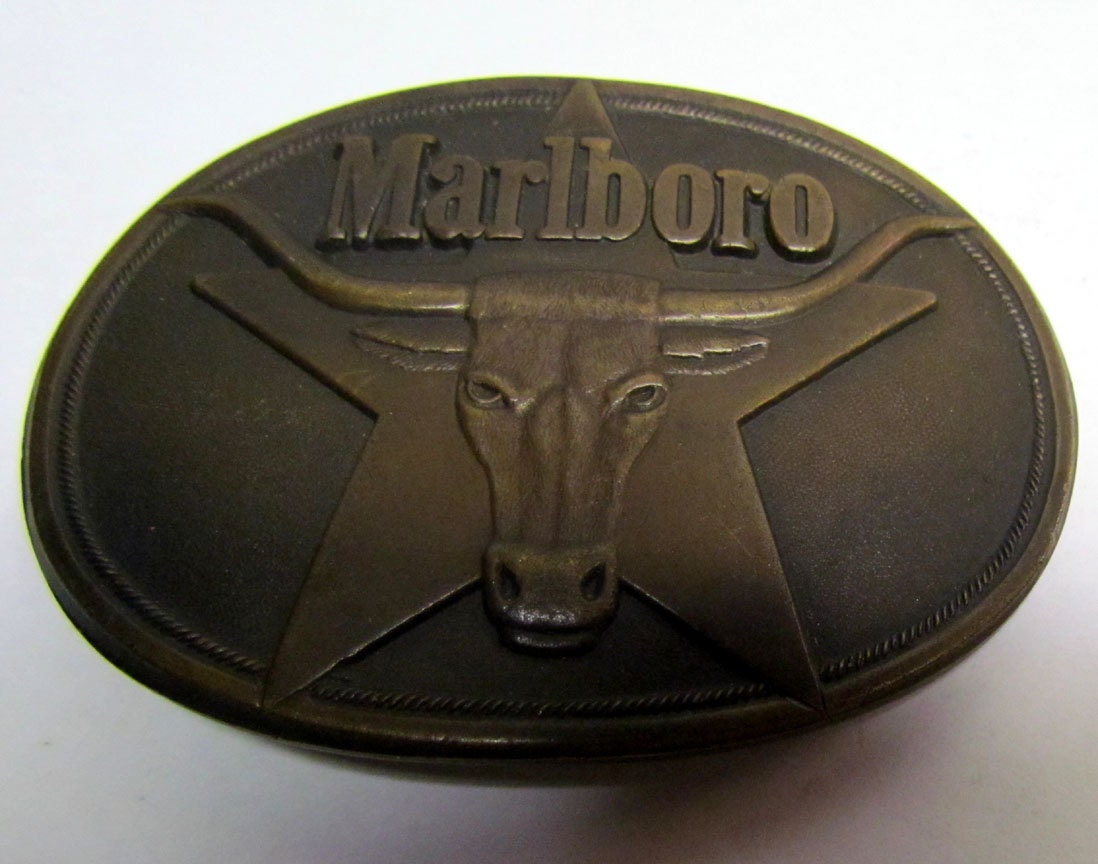 Marlboro Belt Buckle Vintage 1987 Solid Brass by