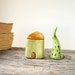 Lime green clay house, display miniature house, home decor, rustic cottage decoration, housewarming gift