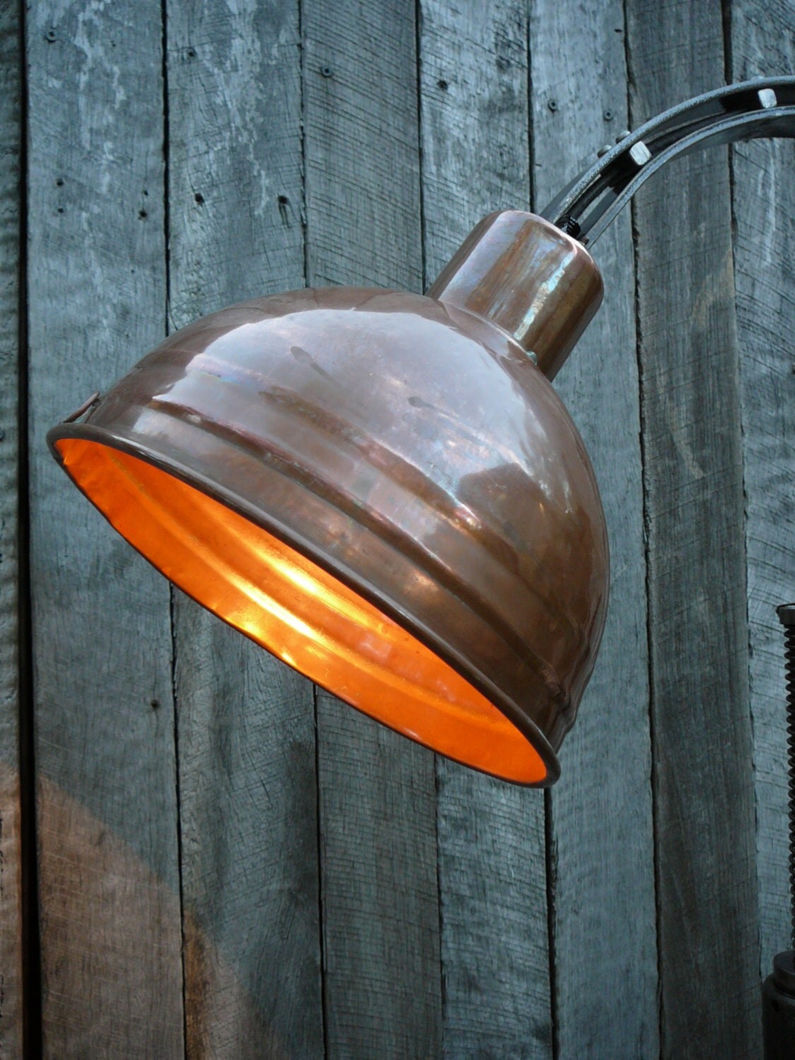 Vintage Industrial Copper Standard Lamp with Side by Industriana