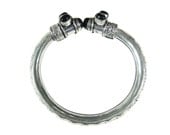 Vintage German Silver Jewelry Black beads Bangle Classic Bohemian Jewelry    2.5"