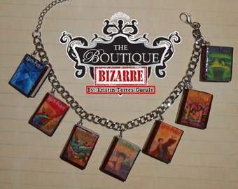 Harry Potter Book Collection Charm Bracelet- sorcerer's stone, deathly hallows, order of the phoenix,prisoner of Azkaban, Goblet of Fire...