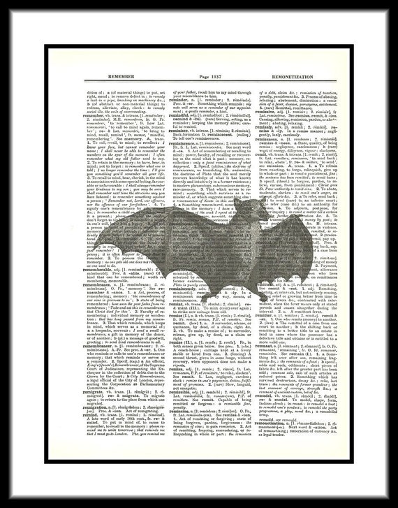 Black BAT Spread Wings Dictionary Art Print by PaperinkGraphics