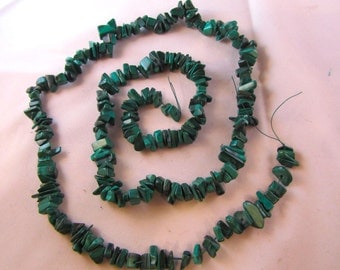 Malachite Chip Strand, natural gemstone, 32 inch double strand, large chips, bead supply, jewelry supply, Africa, healing crystal, reiki,