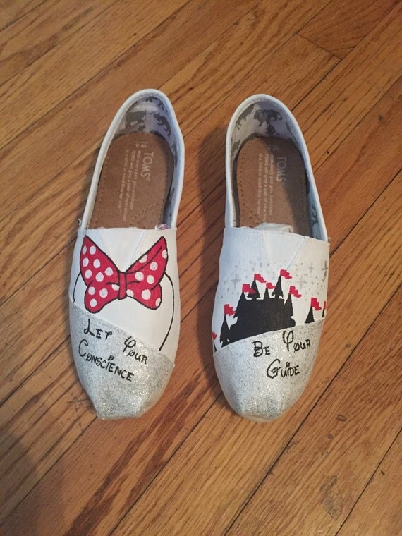 White Minnie Mouse Disney Custom Toms Shoes by ButterMakesMeHappy