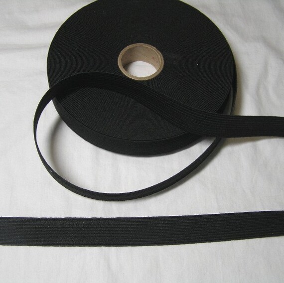 1 Inch Black Non Roll Ribbed Elastic BY the by VictorianWardrobe