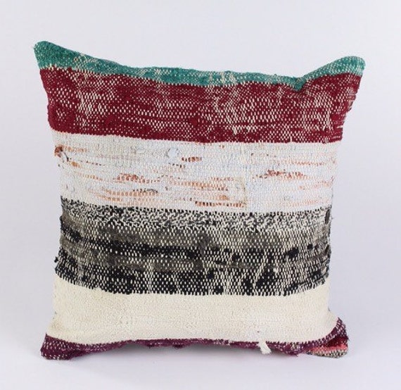 Items similar to Hand Woven Rag Rug Pillow 20"x20" on Etsy