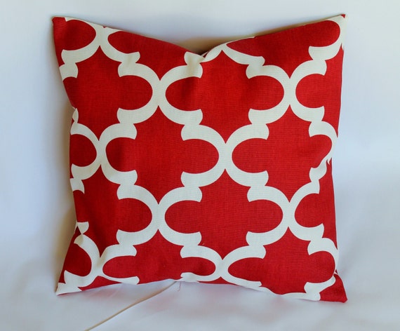 Designer decorative throw pillow cover Fynn red toss pillow