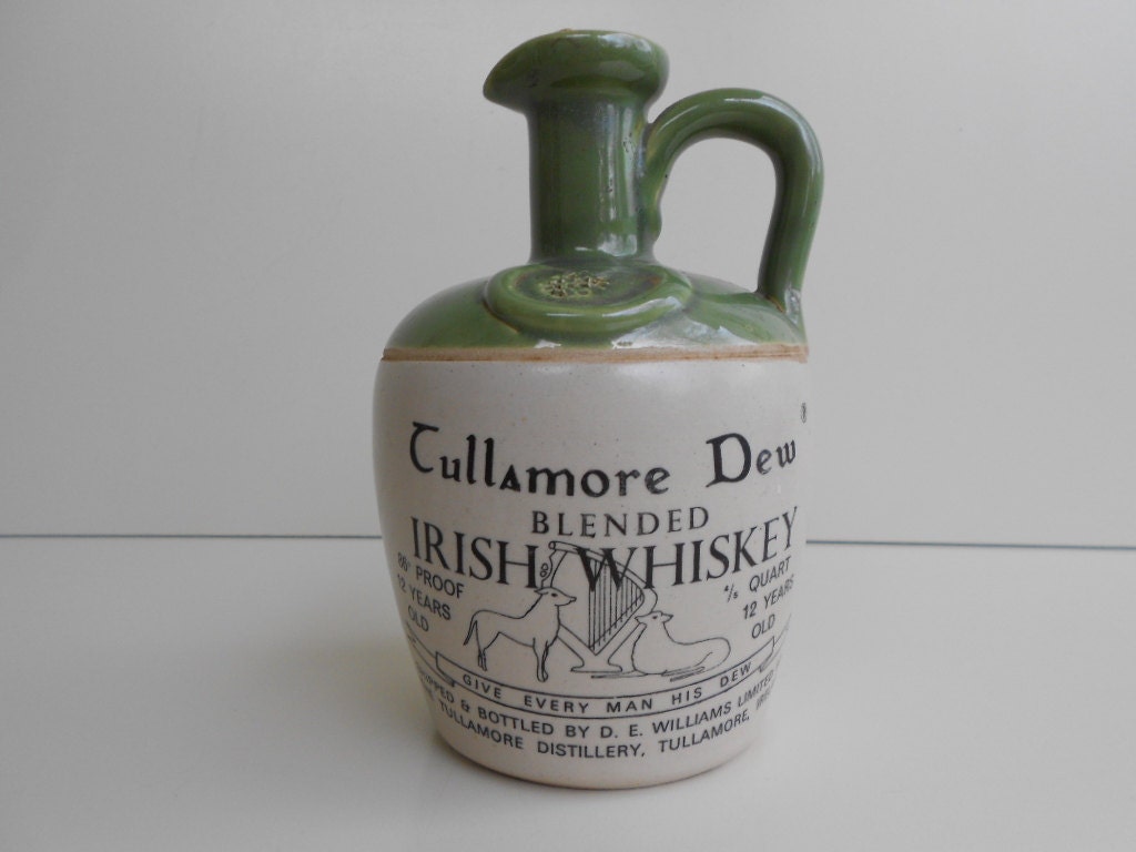 Vintage Tullamore Dew Irish Whiskey Stoneware Jug