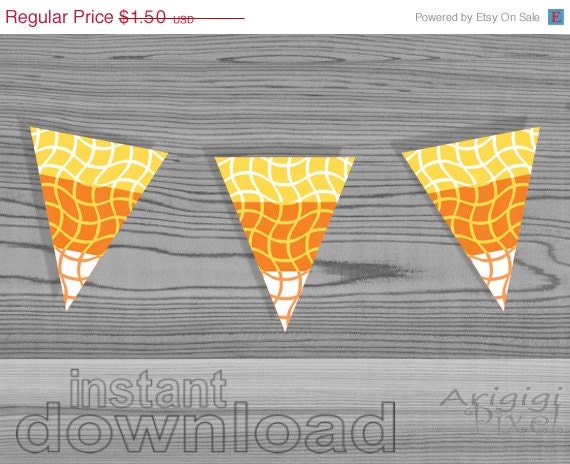 ON SALE 70 % OFF Candy Corn, Printable Pennant, Halloween banner, Diy Party Decoration, party supplies, digital, instant digital download Il_570xn
