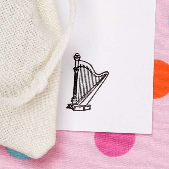 HARP Musical Instrument Rubber Stamp for Paper by