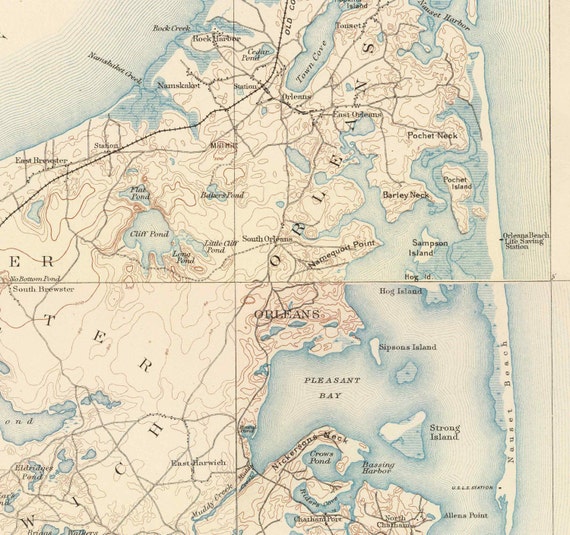 Cape Cod 1890 USGS topographical map Reprint by Oldmap