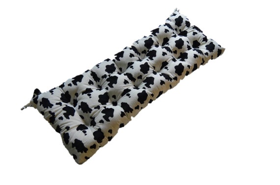 Soft Cow Animal Print Country Tufted Cushion For Bench Swing