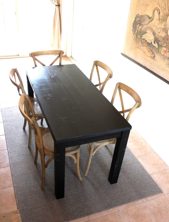 Black Rustic Dining Table Parsons 60x27 Kitchen by NorthFieldStore