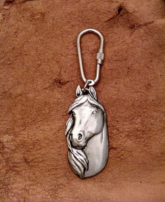 Pewter Horsehead Keychain Horse Keychain