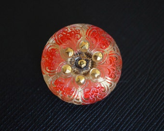 Czech Glass Button, hand painted, size 10, 22.5mm, 1pc ( BUT145/10)
