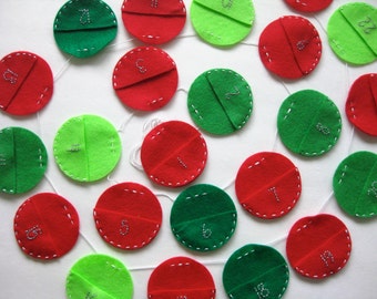 Clearance Sale ** Felt Advent Garland - Advent Calendar Christmas Garland, 6 ft long
