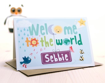 New Baby Card, Personalised New Baby Card, Welcome to the world