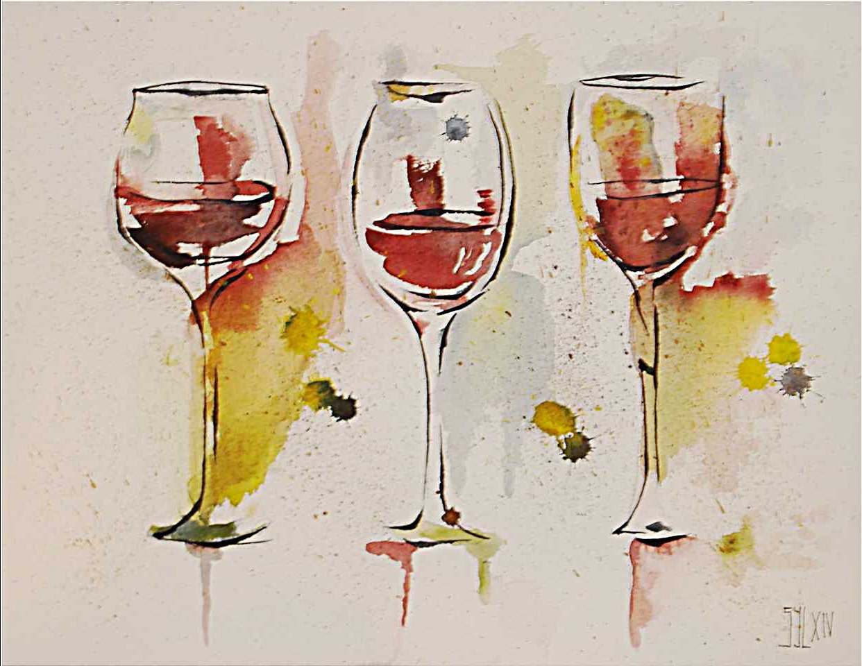 Wine glasses watercolor painting watercolor by passionwatercolor