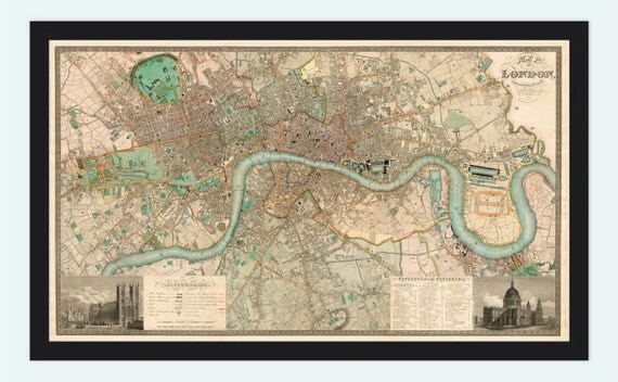 Victorian Old London Map 1830 England by OldCityPrints on Etsy