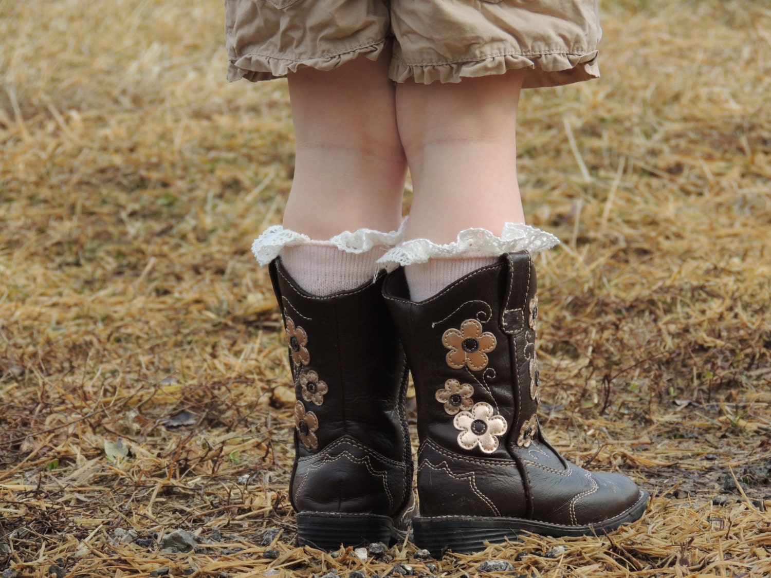 Baby Toddler Lace Boot Socks Photo Prop Cowgirl boots