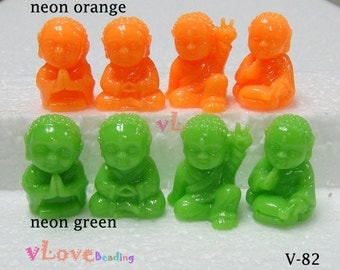 Resin little buddha beads, set of 4 styles, 15 x 23mm. (V-82).