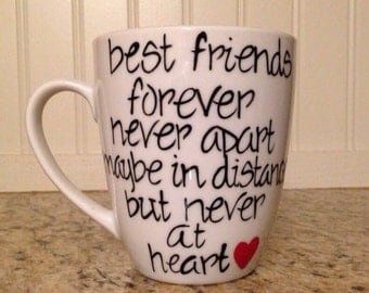 Best Friend Long Distance Mug with State Outlines on Back