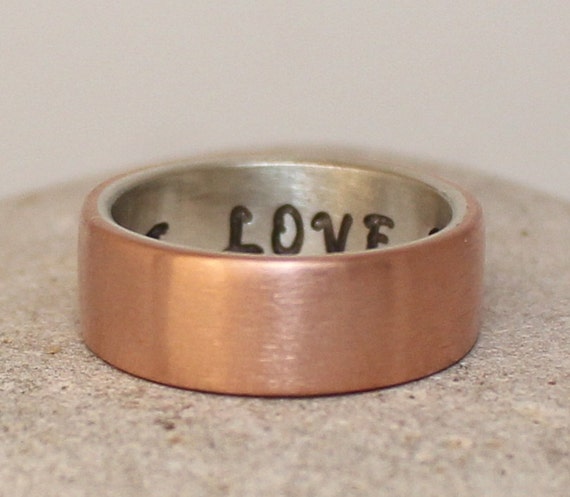 Personalized Sterling Silver And Copper Ring I Love You More