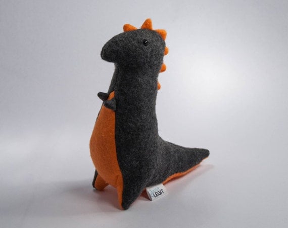 Dinosaur Plush, Grey and Orange T-Rex Plush, Stuffed T-Rex Dinosaur
