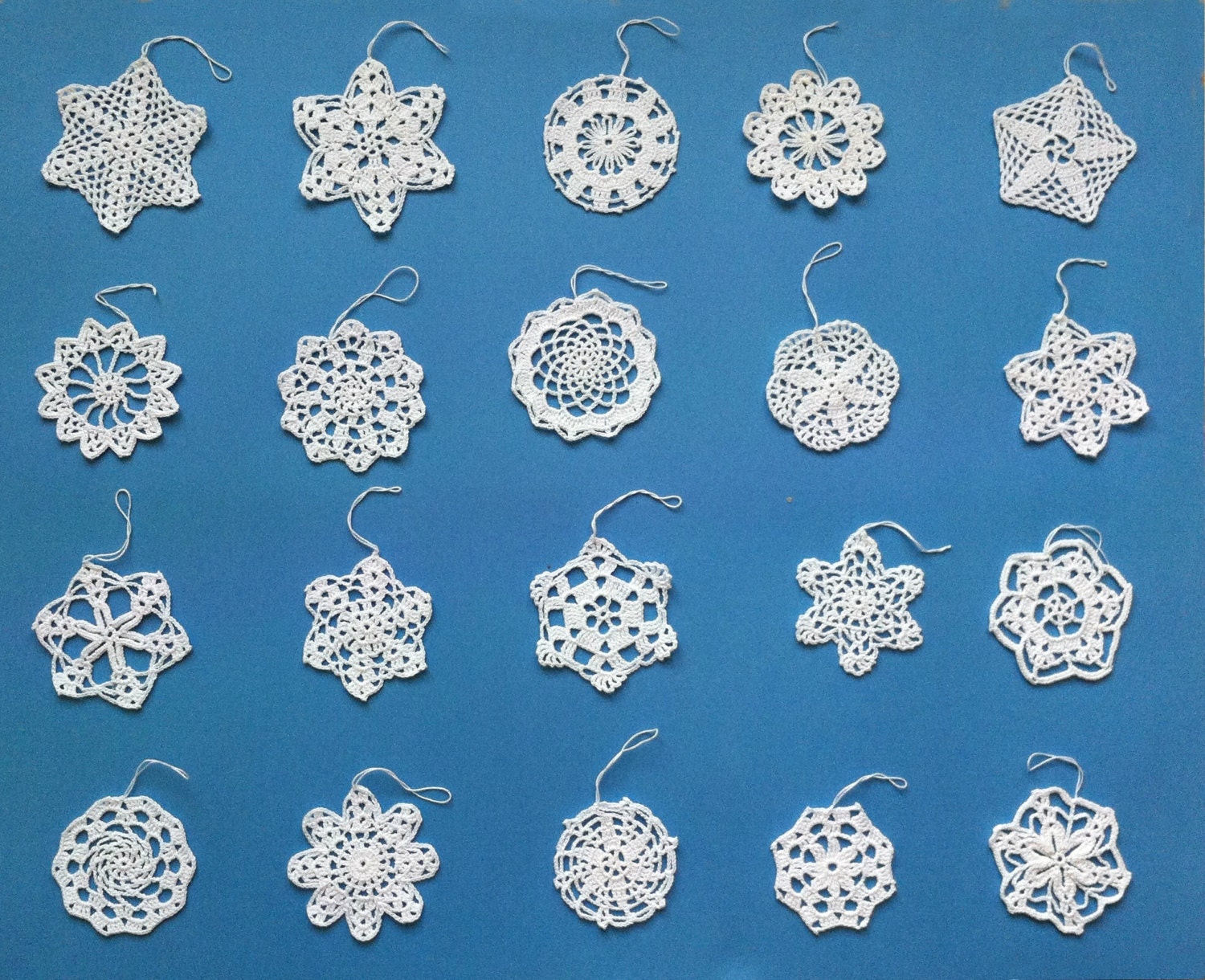 New 20 Crochet Snowflakes Ornaments