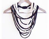 Black white necklace neck ornament loop scarf infinity scarf round scarf