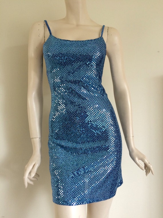 Disco 70s 80s Blue Sequin Mini Dress / by TheWordfromtheBird