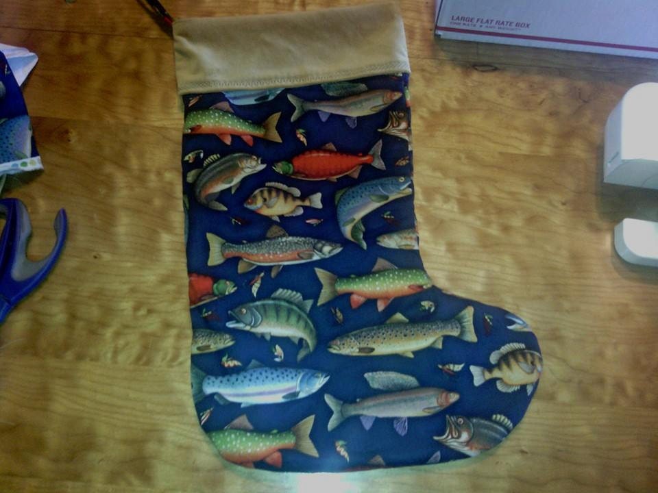 Fish Theme Christmas Stocking Oversized by CowrazyCountryDesign