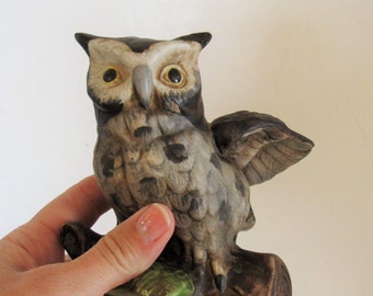 wooden owl figurine