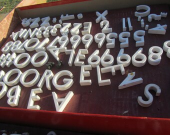 Porcelian Letters and Numbers, Ceramic Letters, block letter, Sign Letters, Stick On Letters