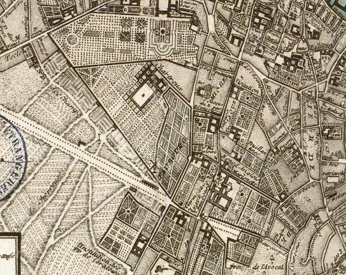 Old map of Paris (1740) Paris map in 5 sizes up to 42"x53" (106x135cm) Restoration Hardware Style Vintage map of Paris, France, Home Decor