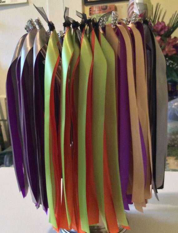 Ribbon Wands 25 Multi Color Satin Wands with Bells Diamond