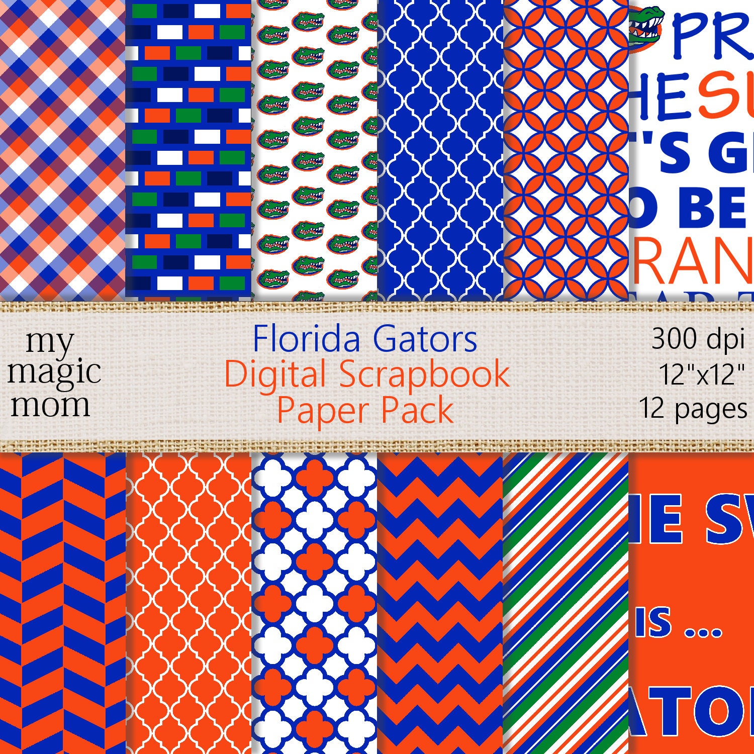 Florida Gators Football Scrapbook Paper Pack 12 Inch pages