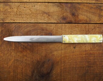 Vintage Plastic Pearl Handle Letter Opener - Metal Angel Letter Opener