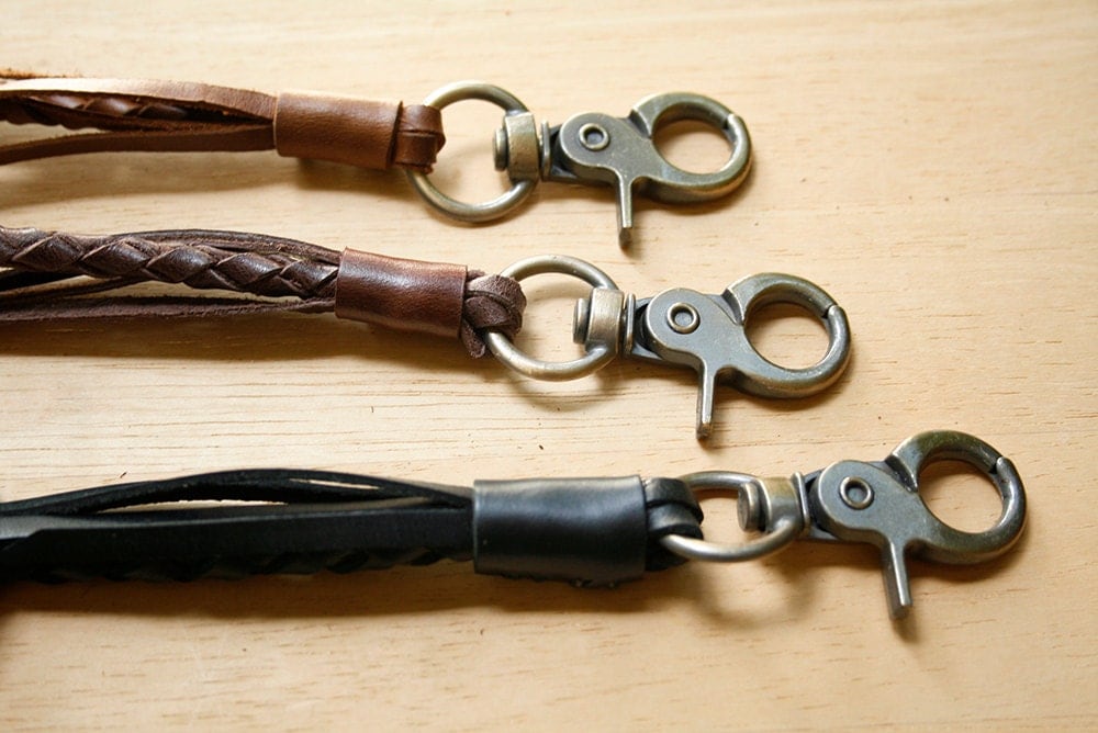 Leather lanyard Braided Chain Braided Leather Keychain