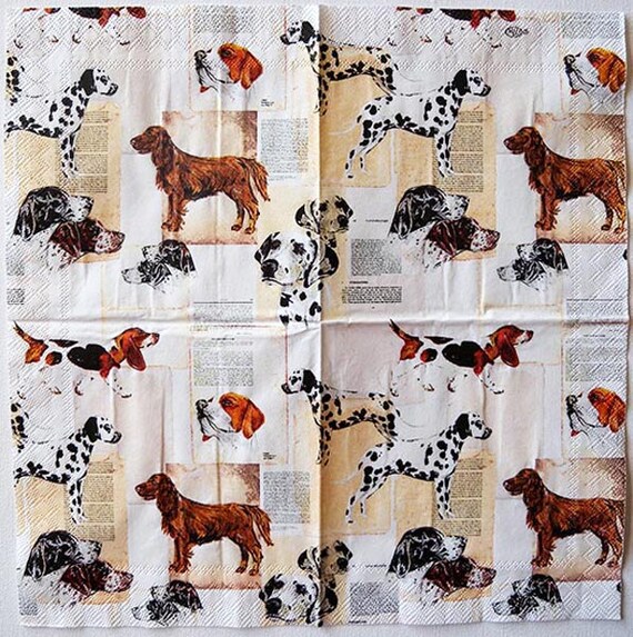 ireland paper decoupage Napkins  Irish Breeds Decoupage  Dalmation Setter Dog