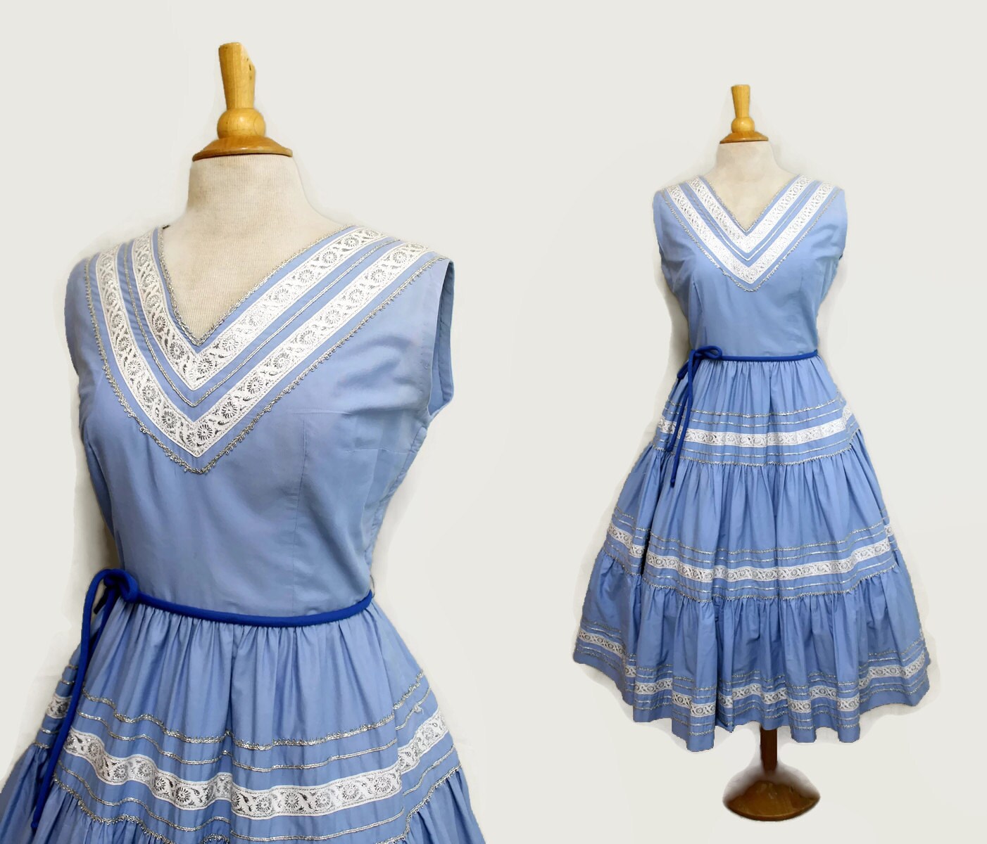 Vintage 50s Mexican Dress 1950s Patio Dress Squaw Dress L