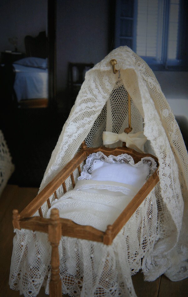 Victorian Rocking Cradle for dollhouse Ready to Ship by ArgusMinis