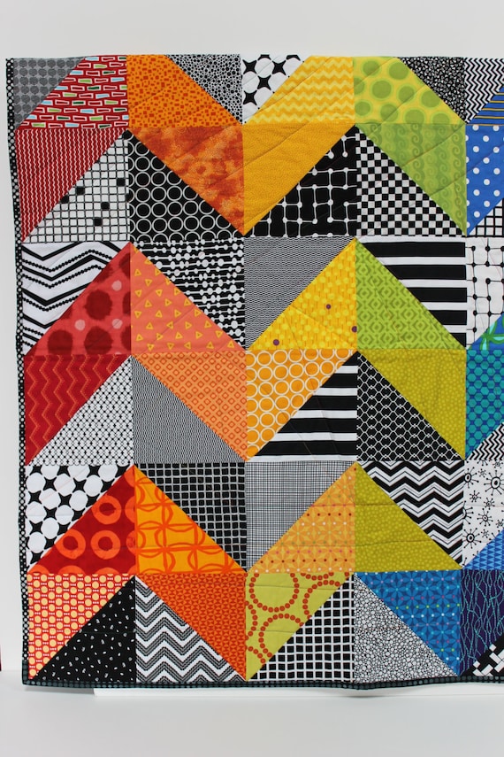 Modern Baby Quilt Olivia Contemporary Geometric