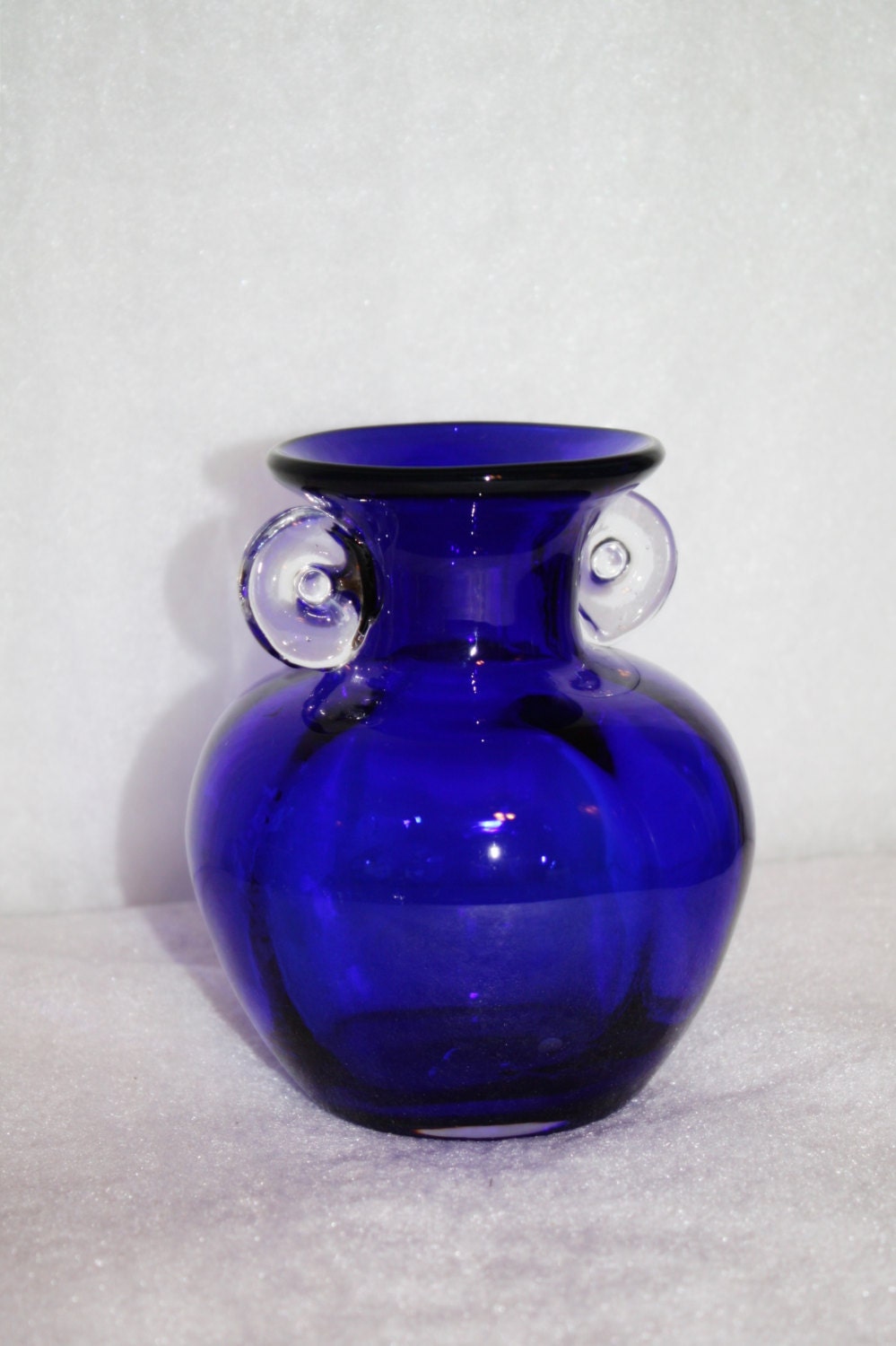 Vintage Cobalt Blue Glass Vase Clear Glass by QUEENIESECLECTIC
