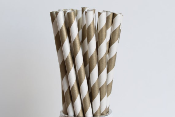 Gold Striped Paper Straws-Striped Straws-Wedding Straws-Mason Jar Straws-Metallic Gold Straws-Party Straws-Gold Striped Straws-Paper Straws Il_570xn