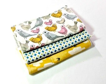 Organic baby gift, 3 baby burp cloths, organic burp cloths, new baby gift set, trendy bird designs, cotton burp cloths, neutral burp cloths